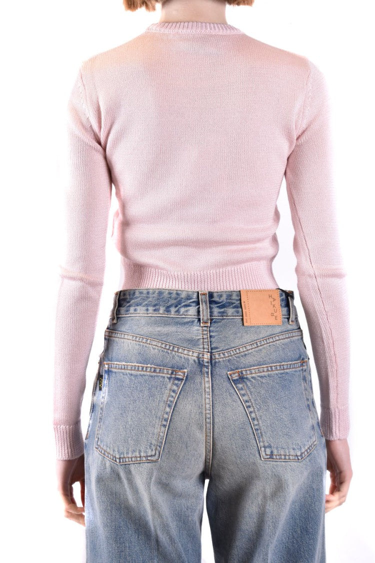 Chiara Ferragni Cropped Knit Sweater Subtle Horizontal Patterns