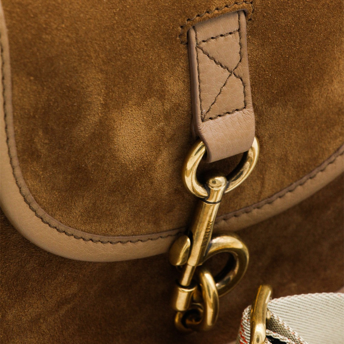Burberry Suede Saddle Bag With Check Strap