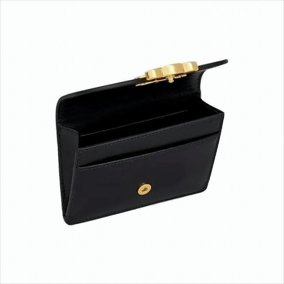 Celine Compact Black Leather Card Wallet