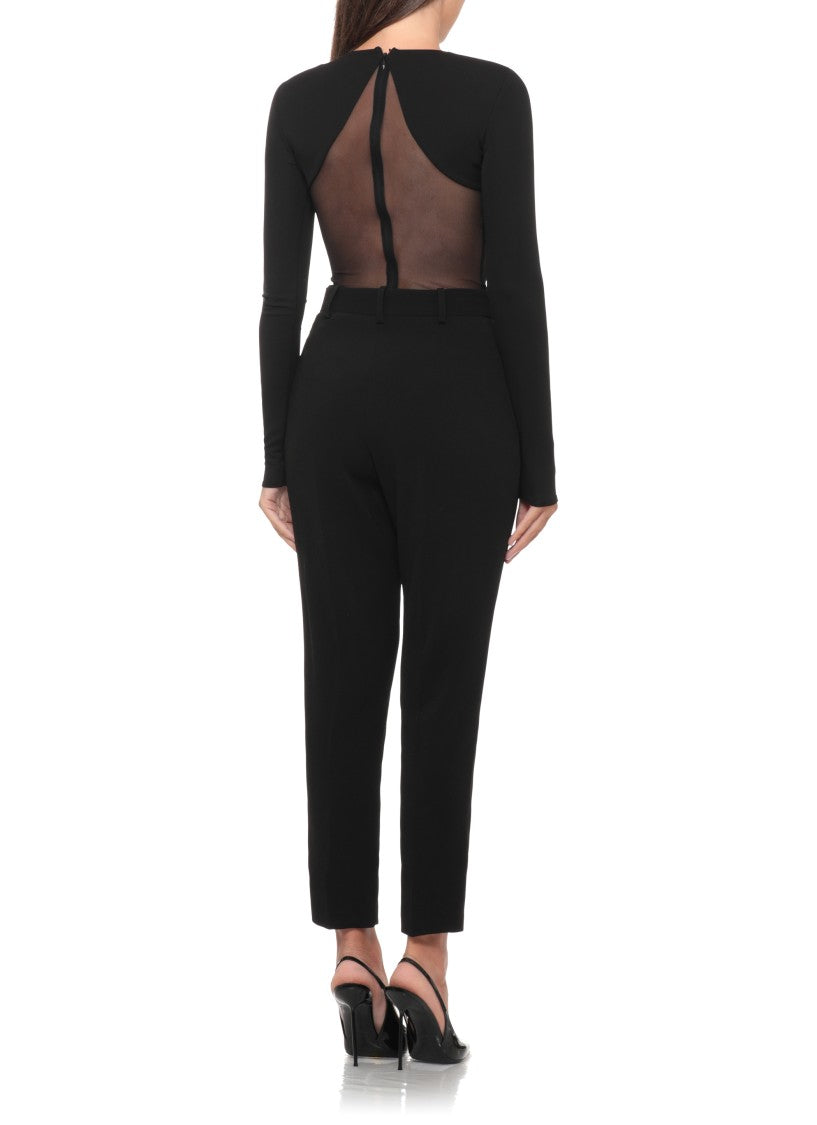 Elisabetta Franchi Black Sheer Mesh Bodysuit
