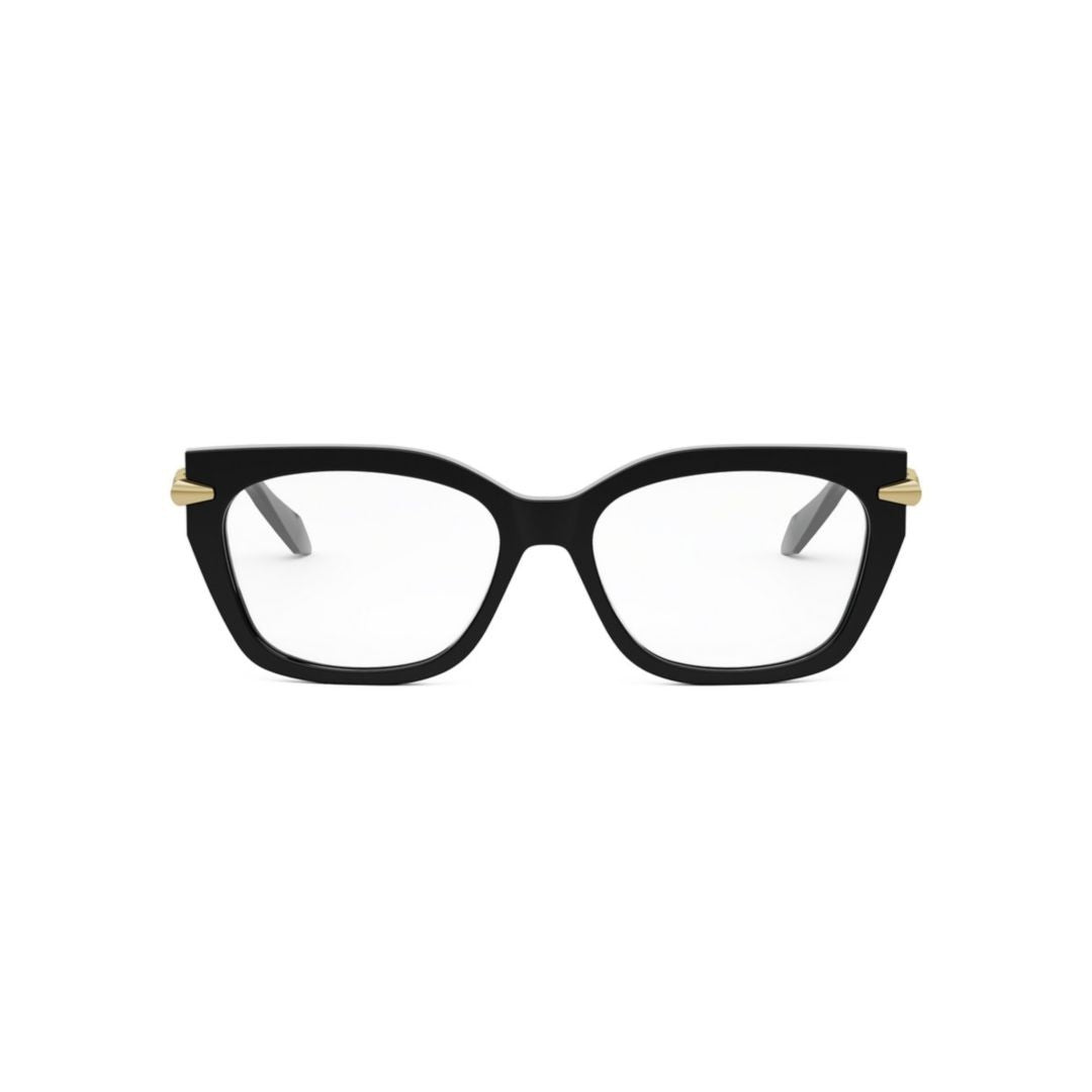 Bulgari Rectangular Black Eyeglasses With Gold Chain Accents