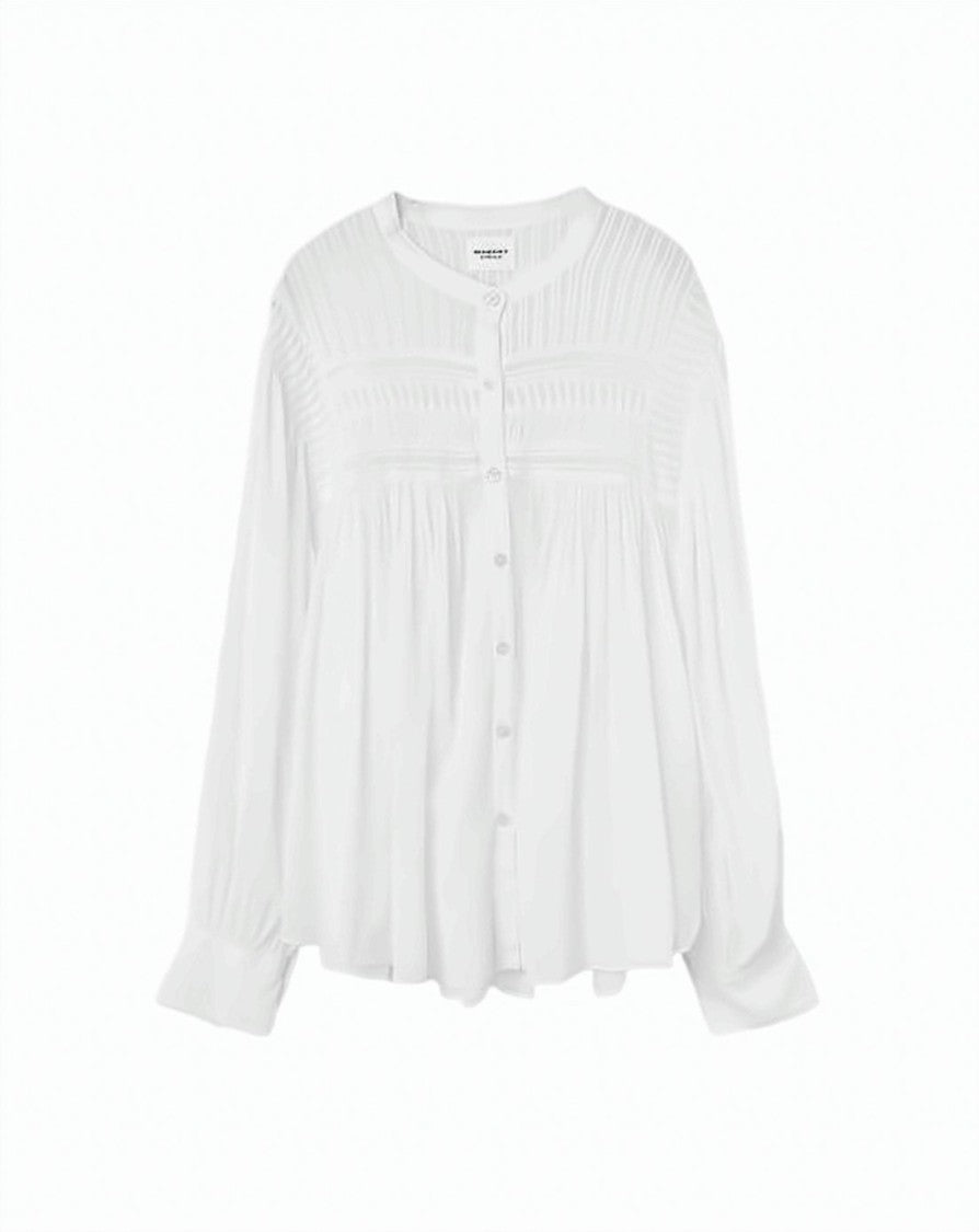 Isabel Marant Textured White Oversized Shirt With Flared Cuffs