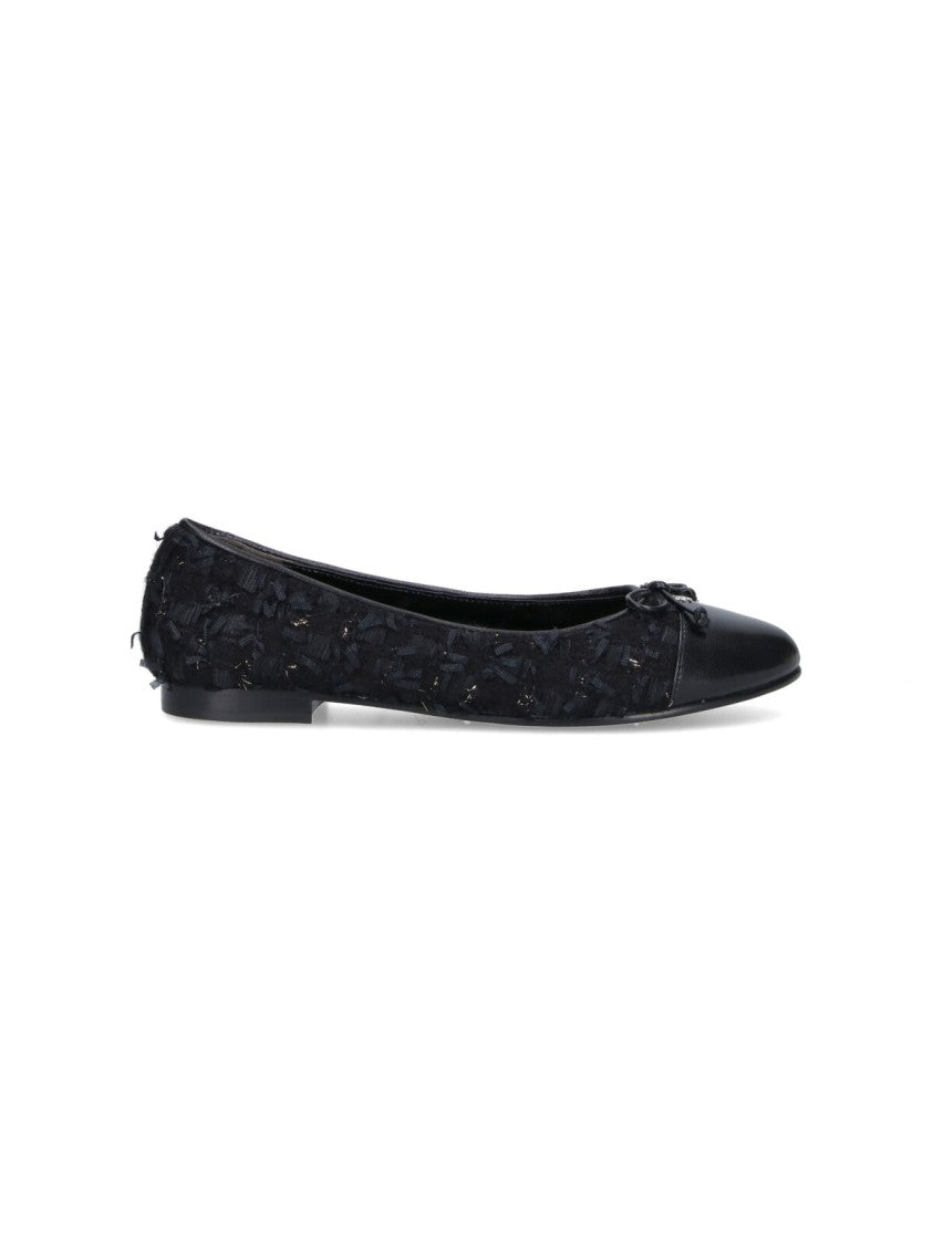 Tory Burch Tweed Ballet Flats With Leather Toe Cap