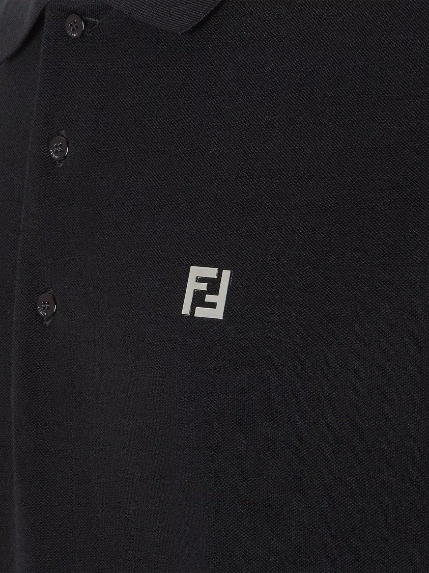 Fendi Slim-Fit Black Classic Collar Logo Polo