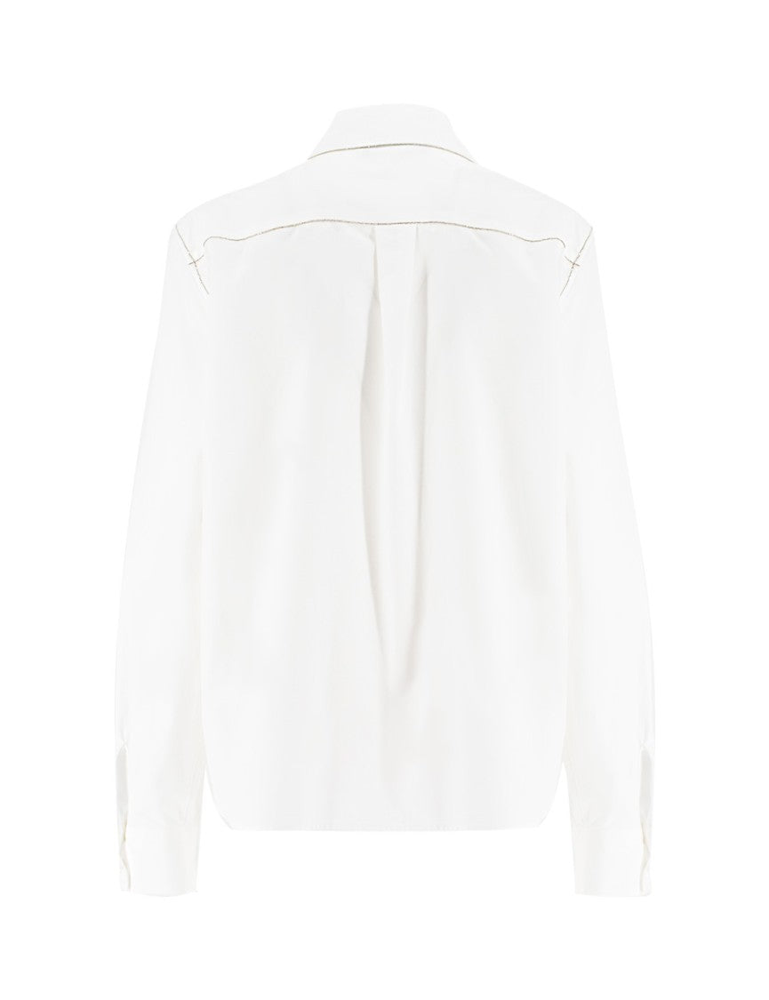 Fabiana Filippi Optical White Blouse With Diamond Thread Embroidery