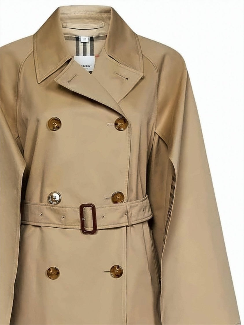 Burberry Double-Breasted Brown Trench Coat With Tortoiseshell Buttons