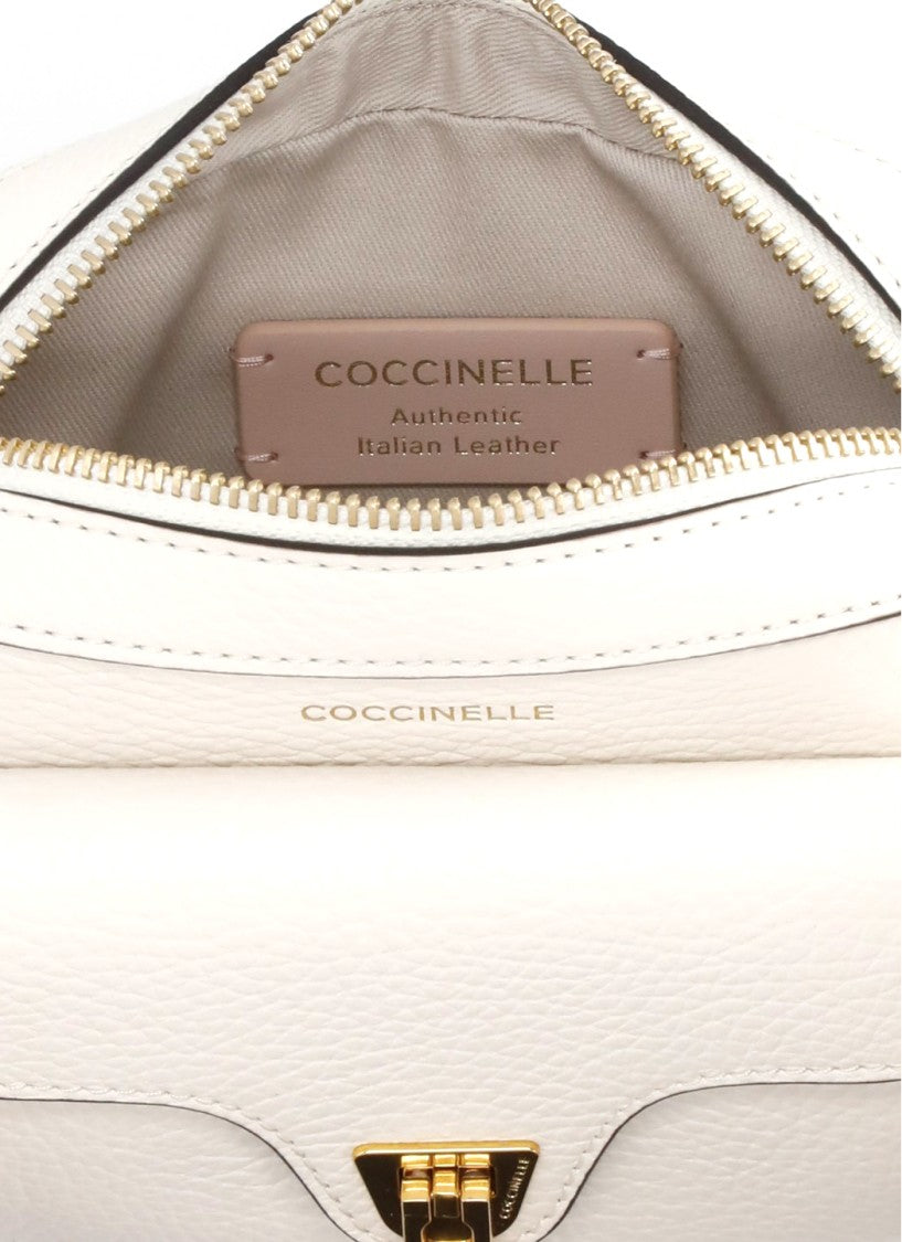 Coccinelle Pebbled Leather Mini Shoulder Bag With Zip Closure