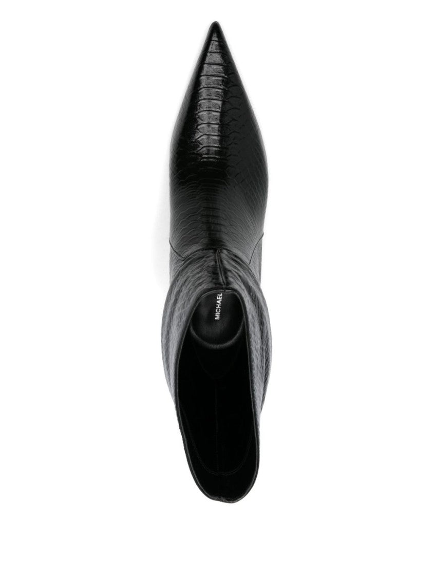 Michael Kors Textured Black Leather Ankle Boots