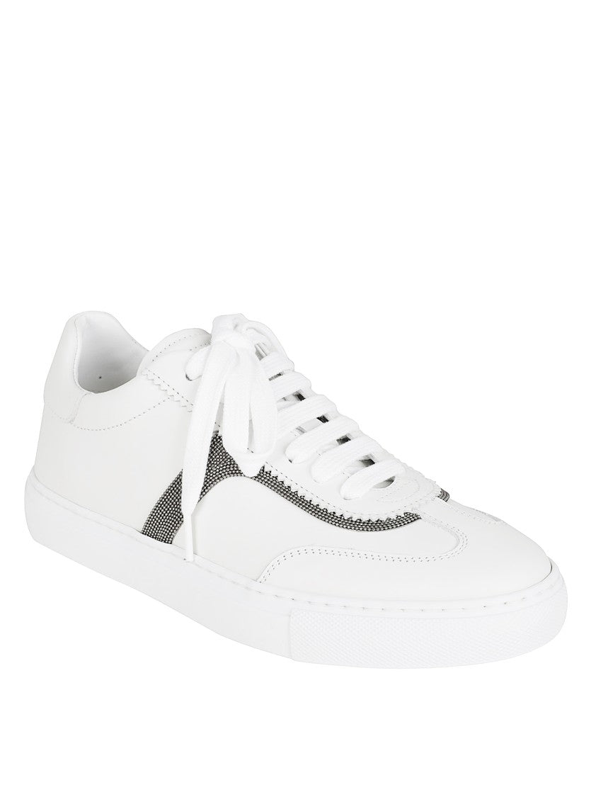 Brunello Cucinelli Textured White Leather Sneakers