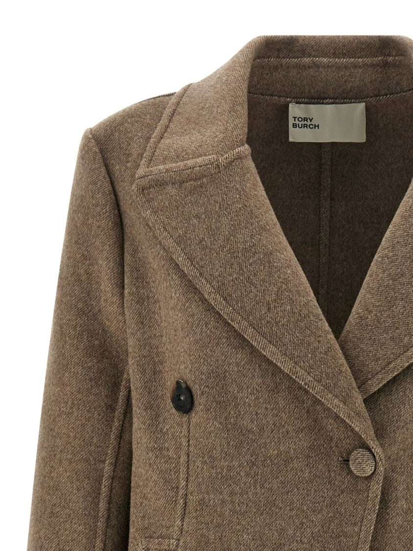 Tory Burch Double-Breasted Jacket With Wide Lapel And Side Pockets