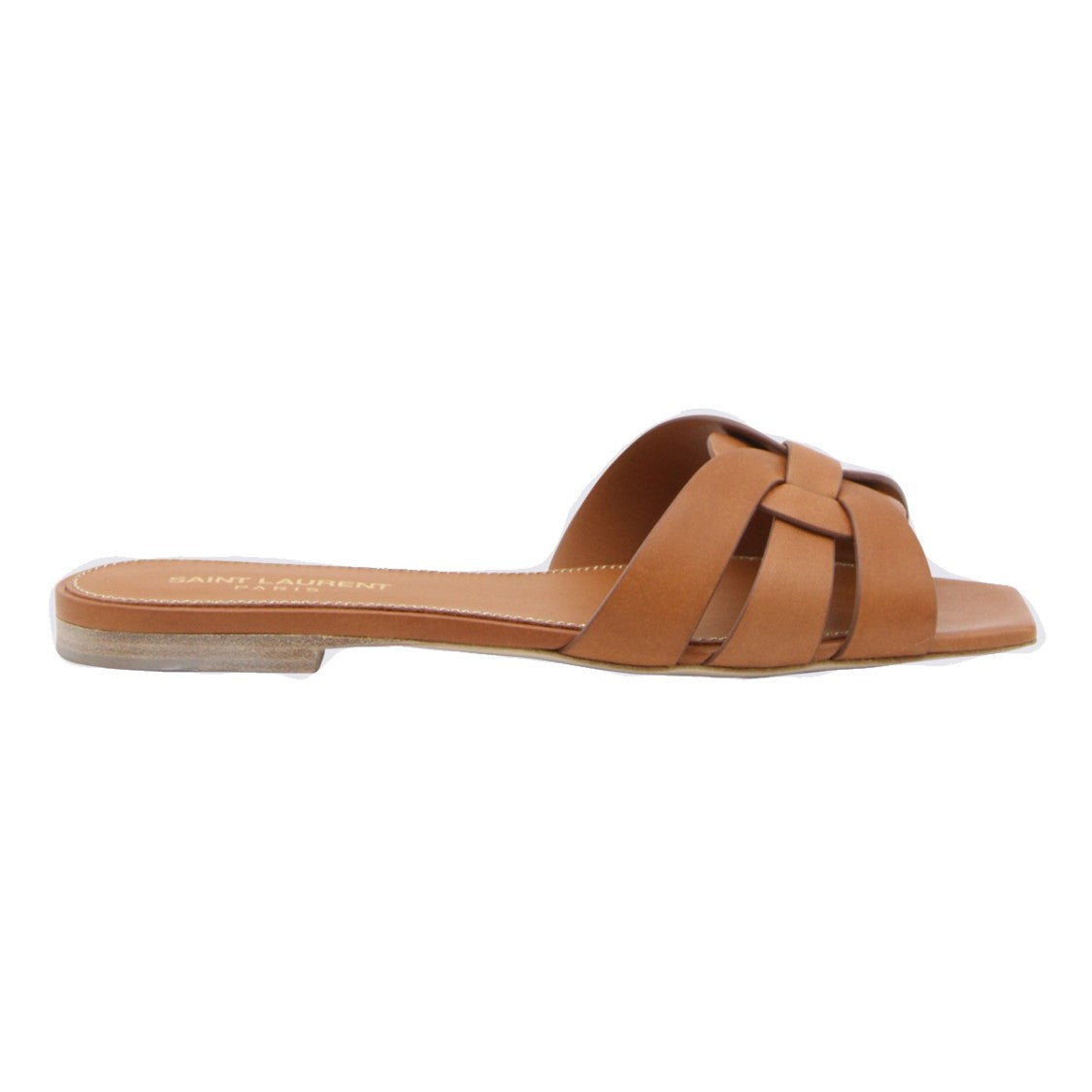 Saint Laurent Woven Strap Flat Slide Sandals