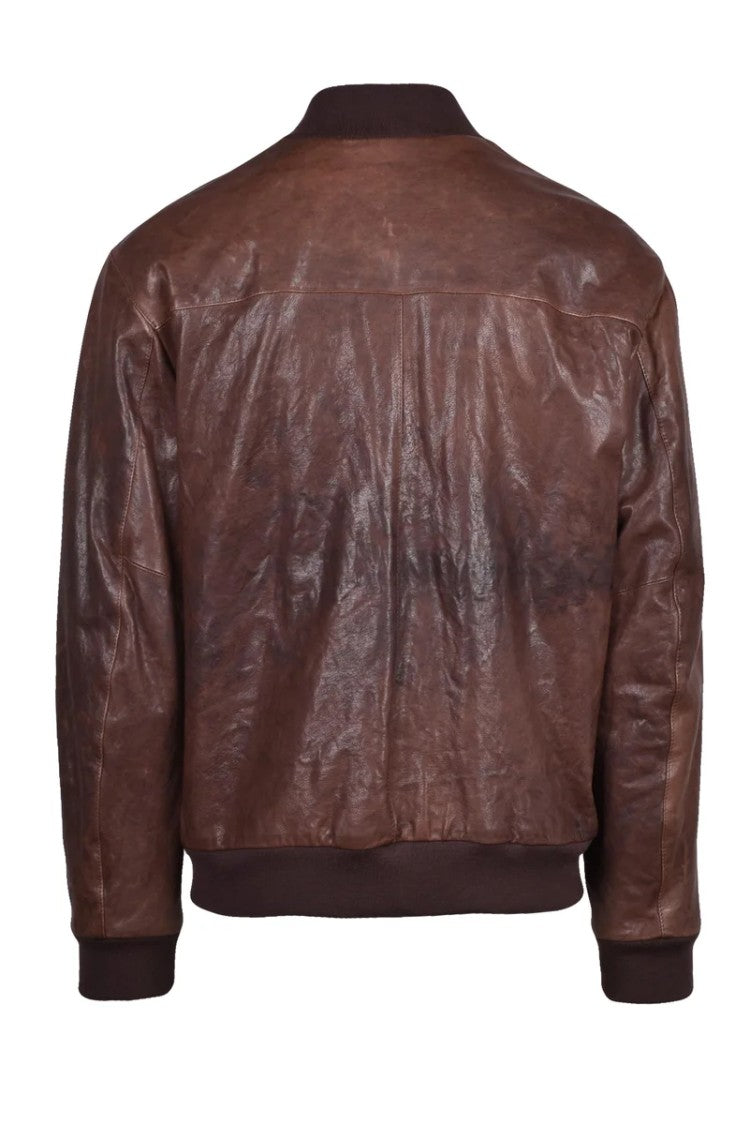 Fay Leather Jacket - Brown