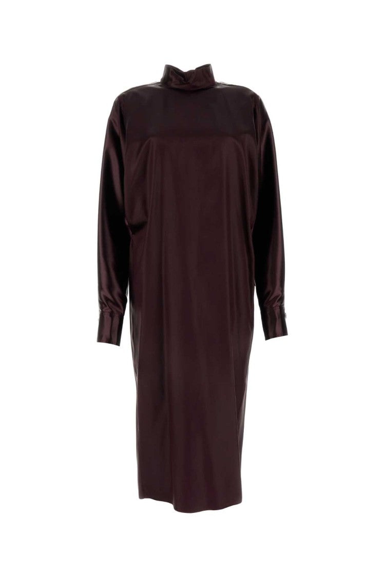 Salvatore Ferragamo Burgundy Satin Dress