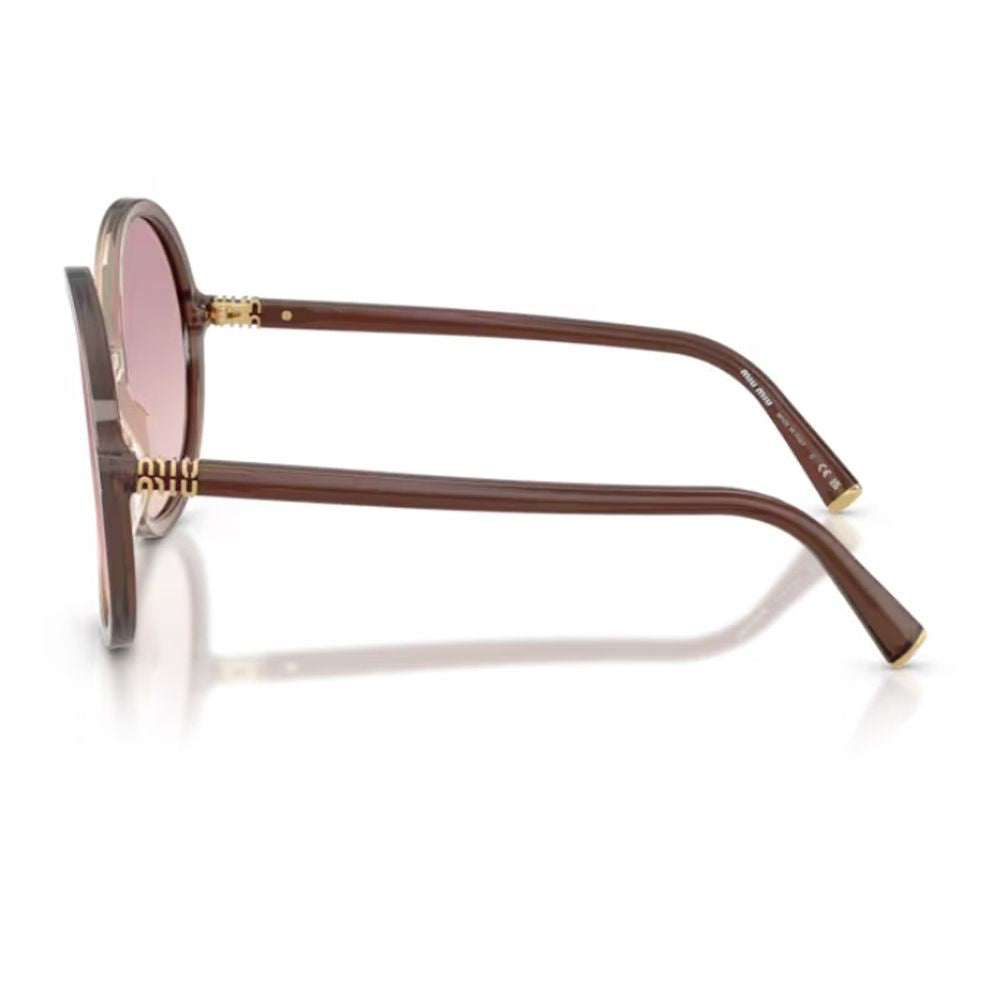 Miu Miu 0Mu B02s Miu Regard Oversized Round Gradient Brown Acetate Sunglasses