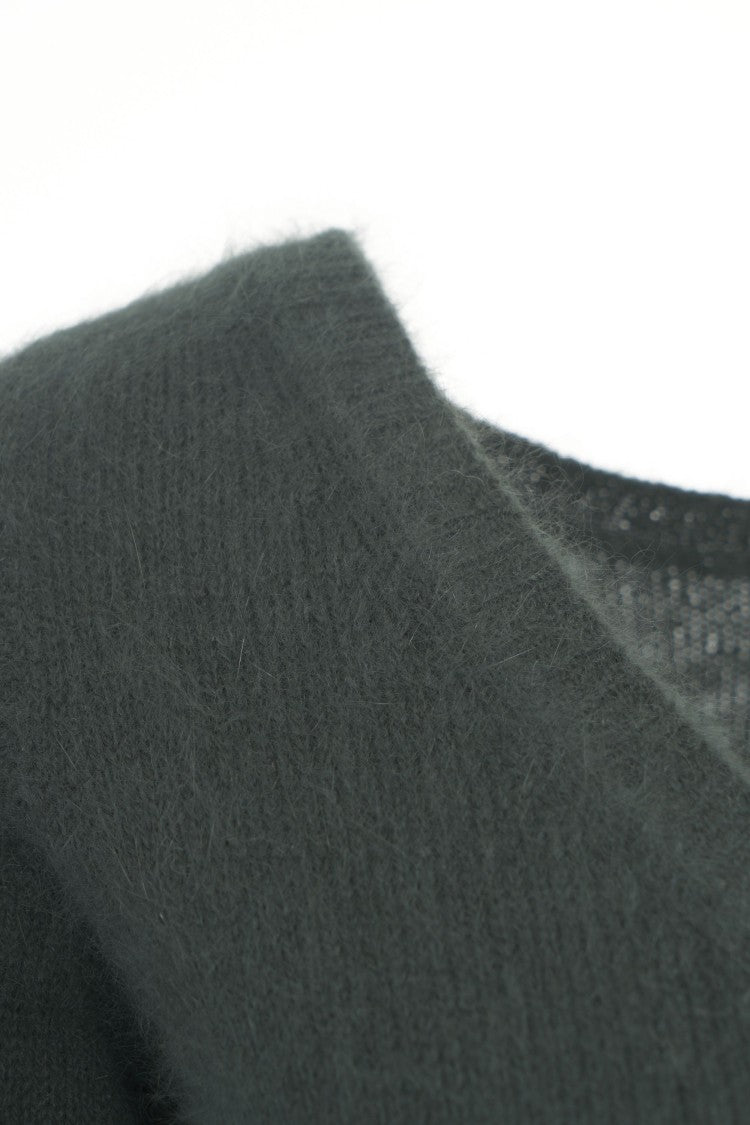 Roberto Collina V-Neck Knit Sweater With Plush Texture And Straight Hem