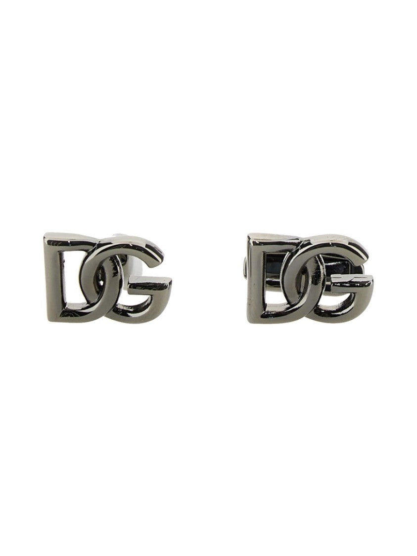 Dolce & Gabbana Brass Logo Cufflinks With Polished Finish