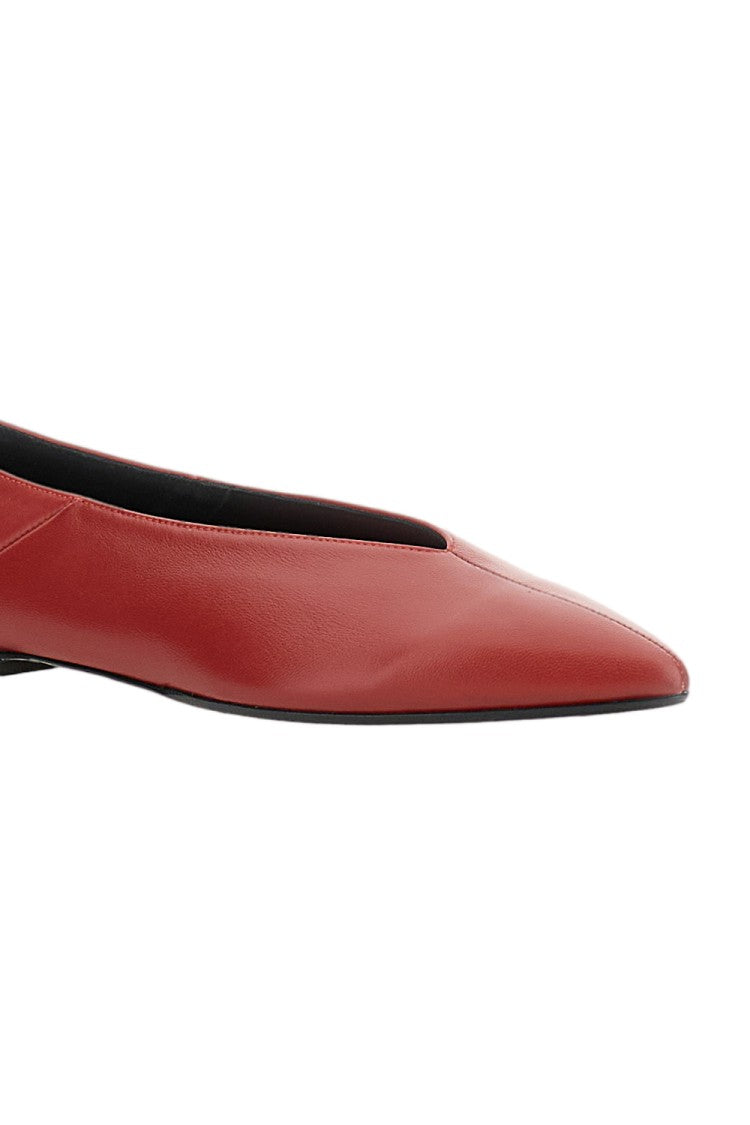 Aeydē Pointed-Toe Nappa Leather Ballerina With Visible Stitching