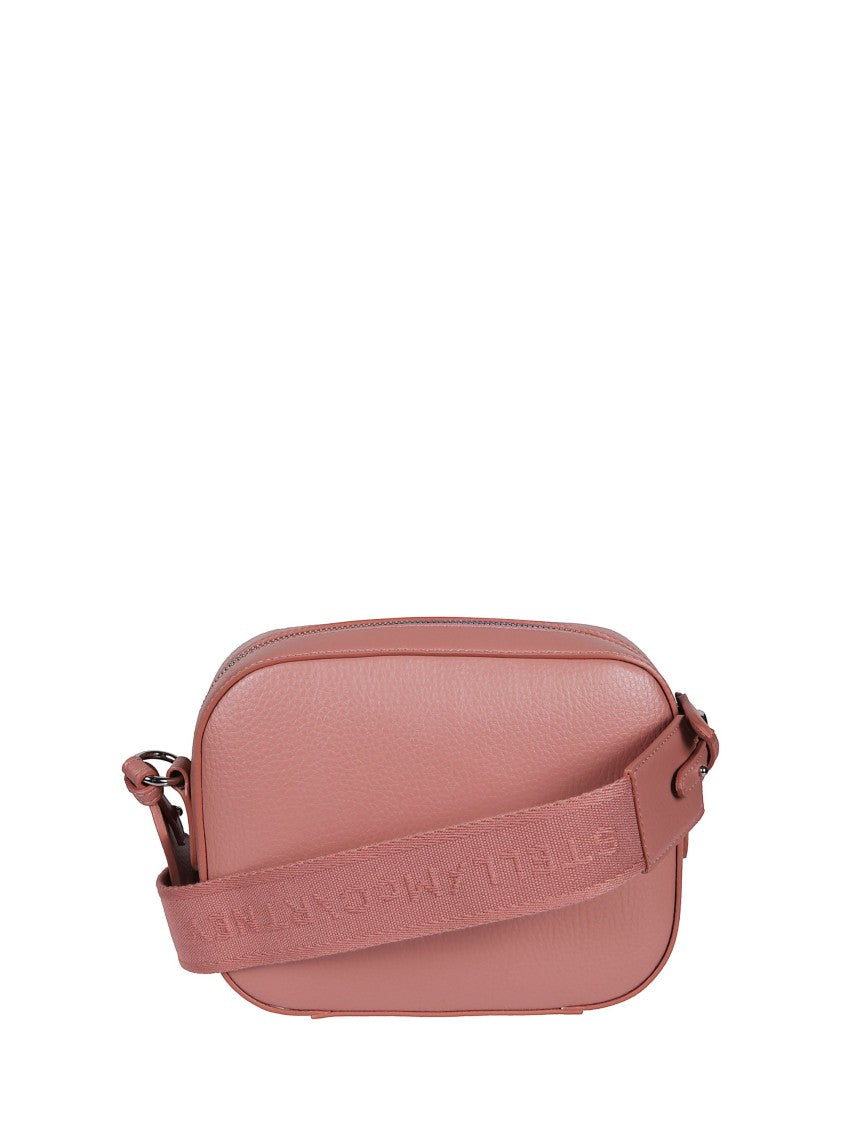 Stella Mccartney Pink Canvas Strap Perforated Logo Leather Shoulder Bag