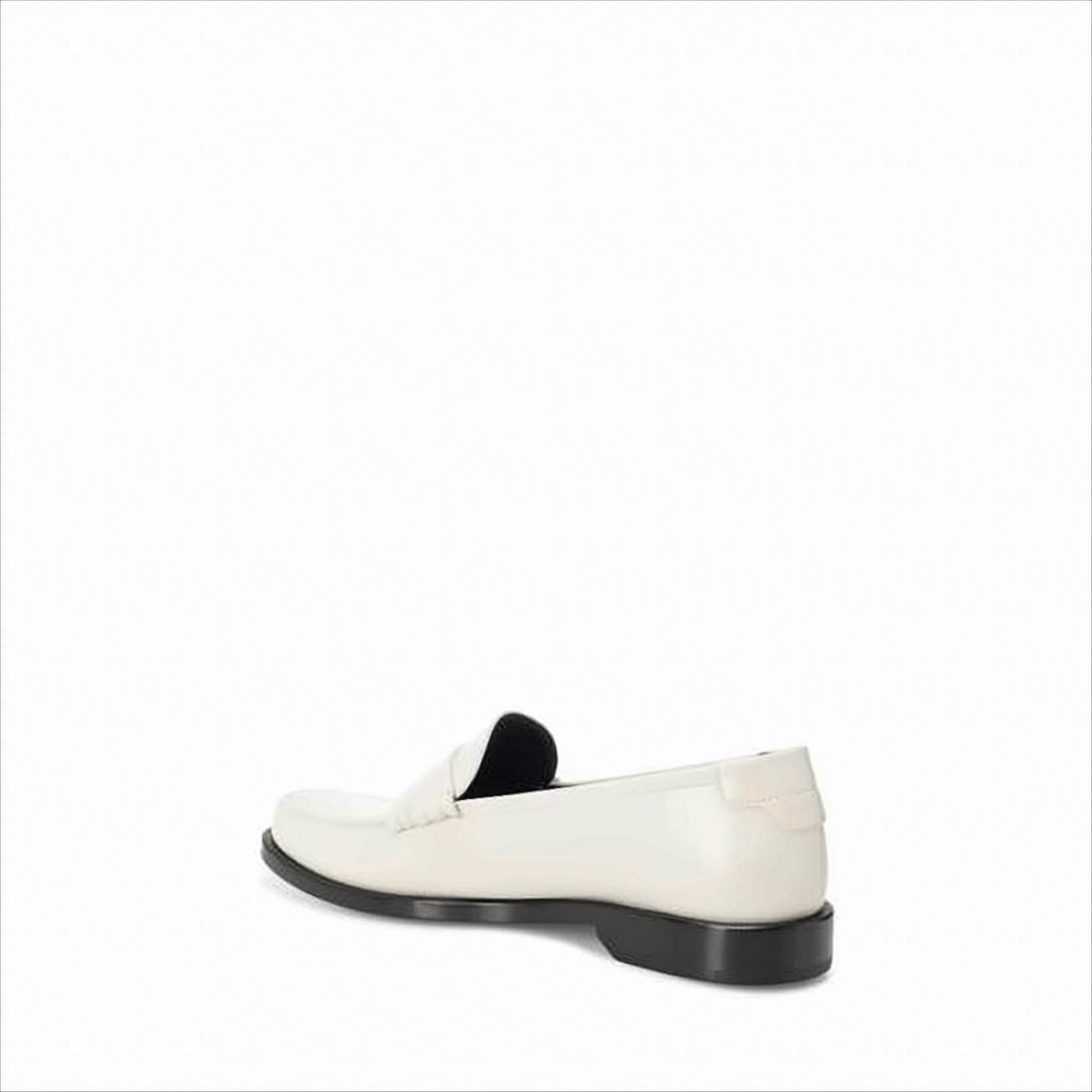 Saint Laurent Minimalist Lambskin Loafers With Metallic Accent
