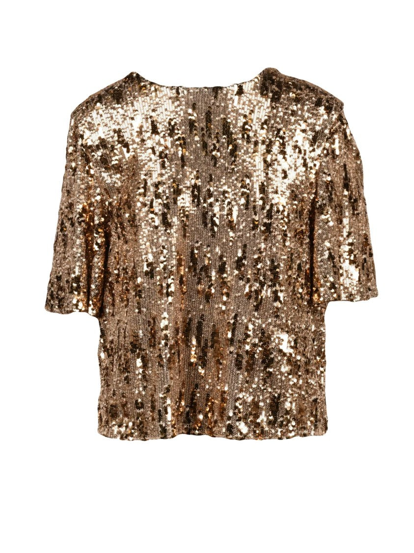 Aniye By Gold Sequin Cropped Top