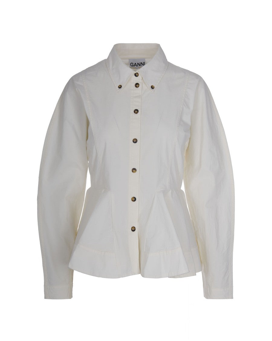 Ganni Ivory Peplum Shirt