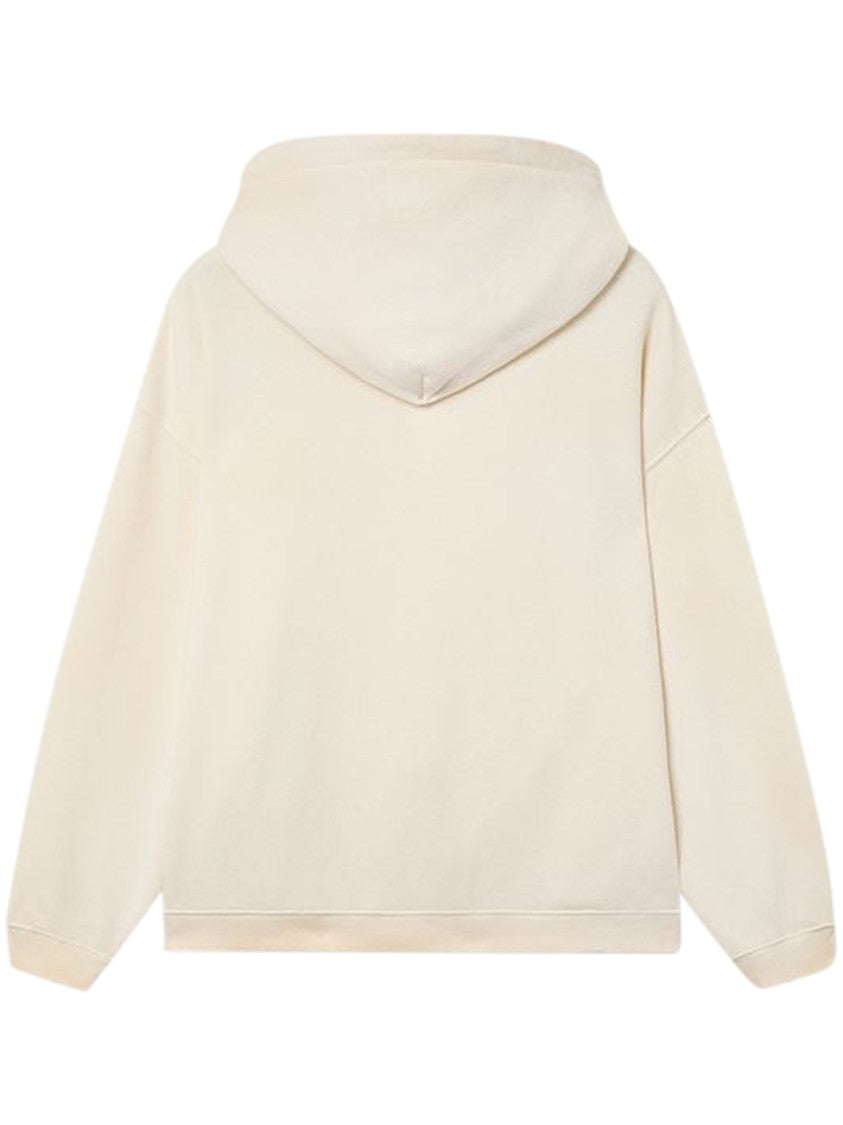 Golden Goose Cream Relaxed-Fit Hoodie With Drawstring And Ribbed Details