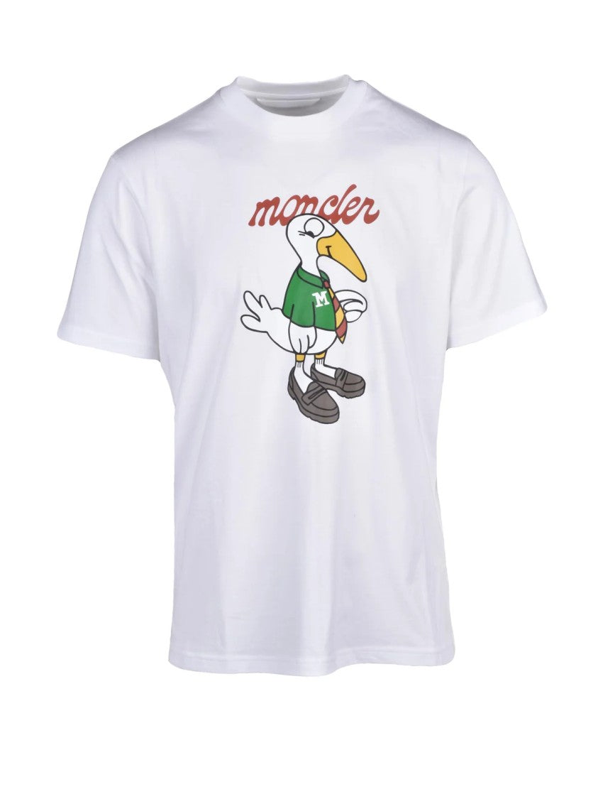 Moncler White Short-Sleeve Graphic Cotton T-Shirt