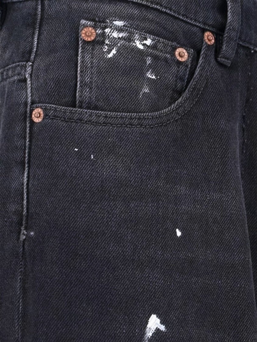 Mm6 By Maison Margiela Wide-Leg Dark Washed Denim Pants