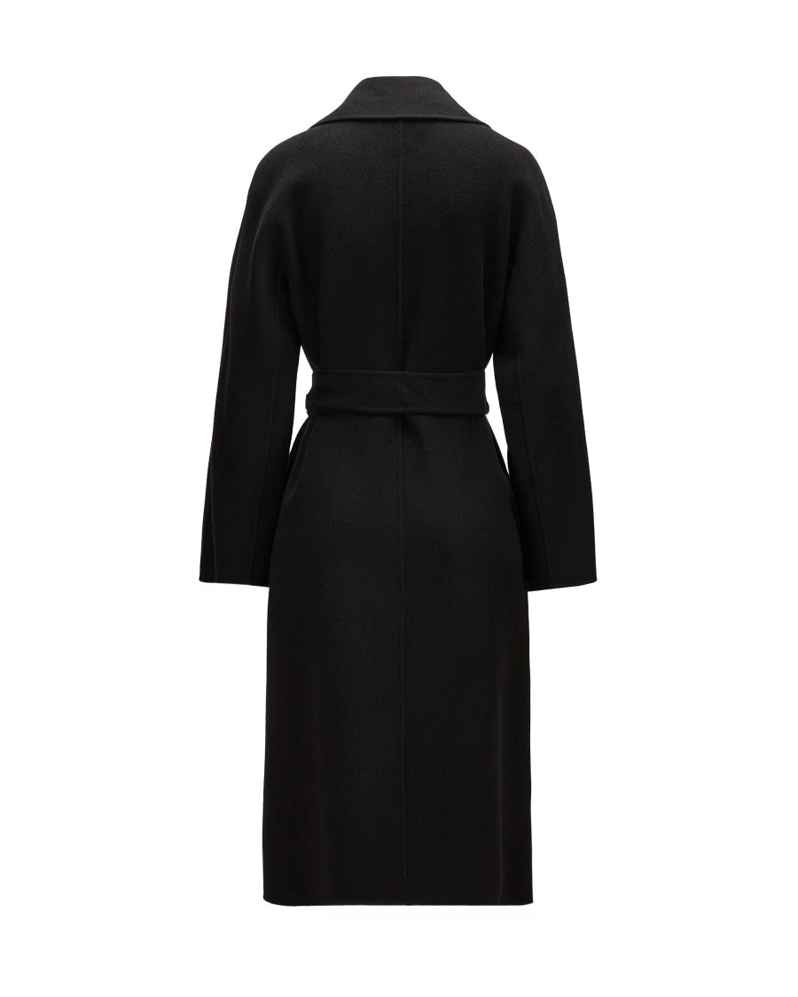 Max Mara Long Wrap Coat With Belted Waist And Kimono Sleeves