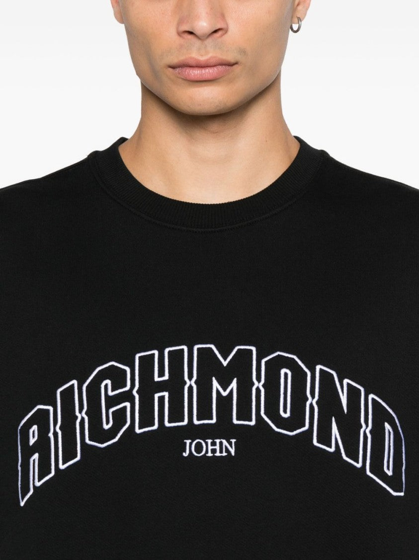 John Richmond Relaxed Fit Black Sweatshirt With Bold Logo