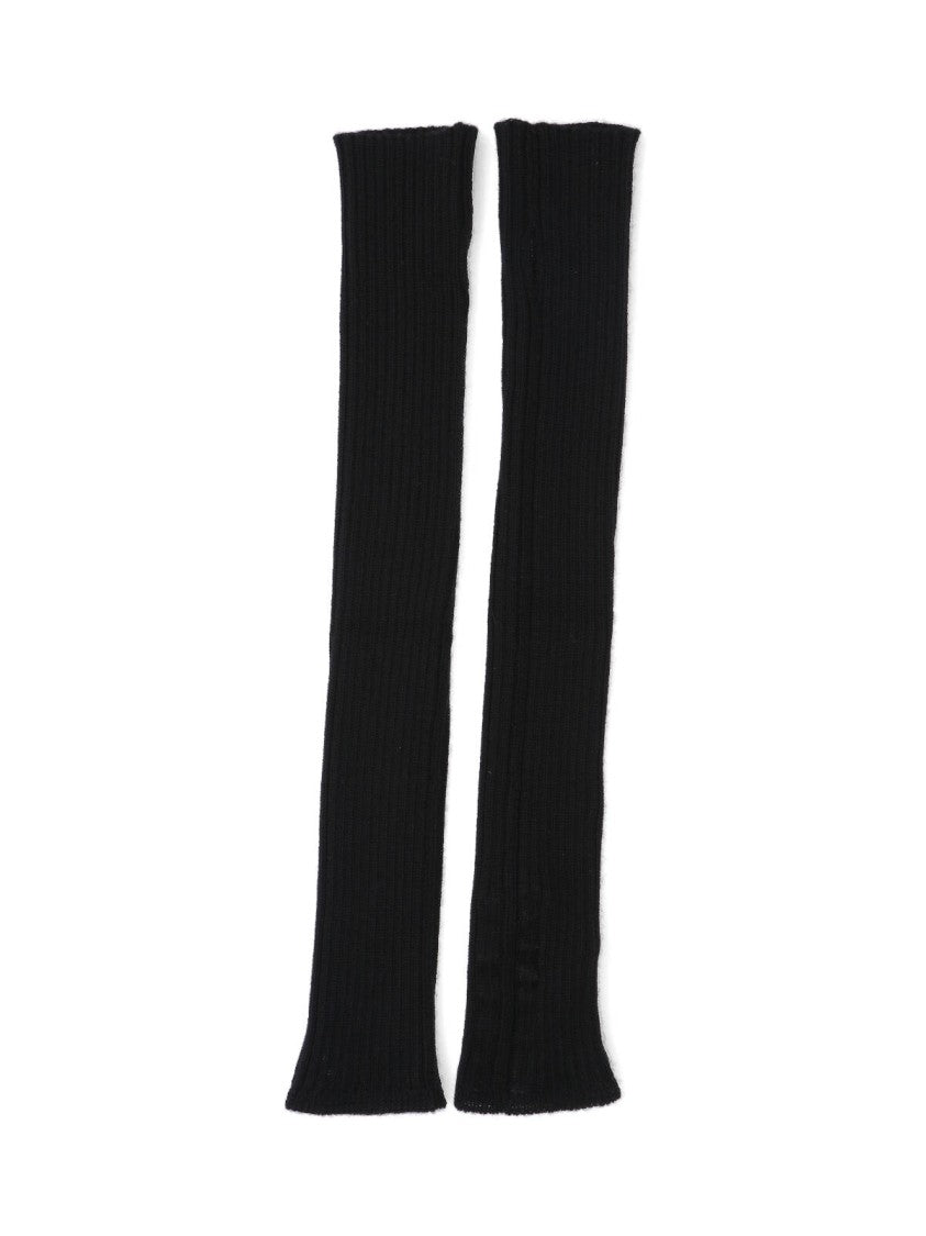 Rick Owens Ribbed Knit Cashmere Arm Warmers With Snap Button Details