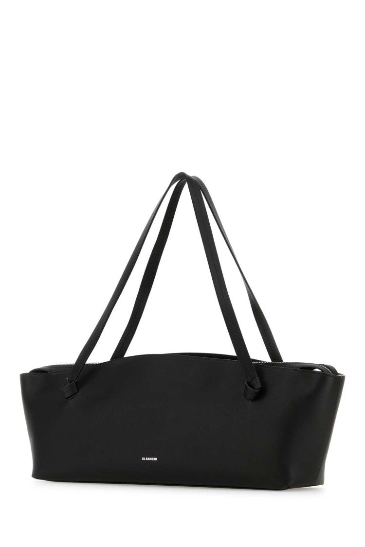 Jil Sander Black Leather Knot Shoulder Bag