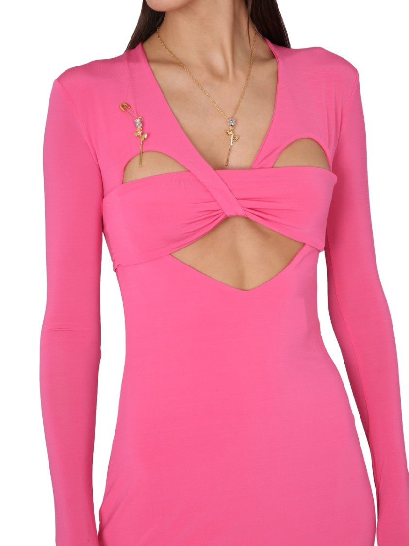 Ambush Form-Fitting Pink Mini Dress With Cut-Out