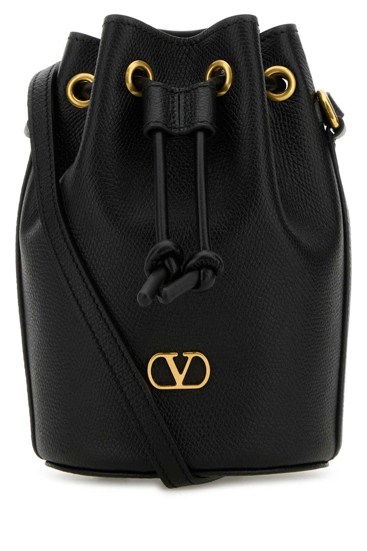 Valentino Garavani Black Leather Bucket Bag