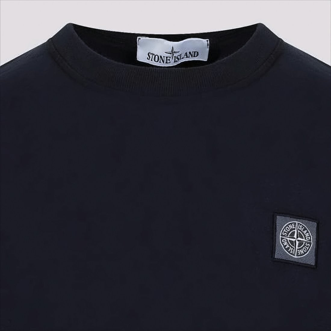 Stone Island Crew Neck Black Cotton T-Shirt