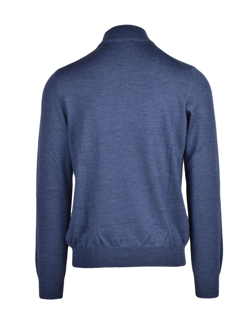 Gran Sasso Turtleneck Sweater In Fine Blue Virgin Wool