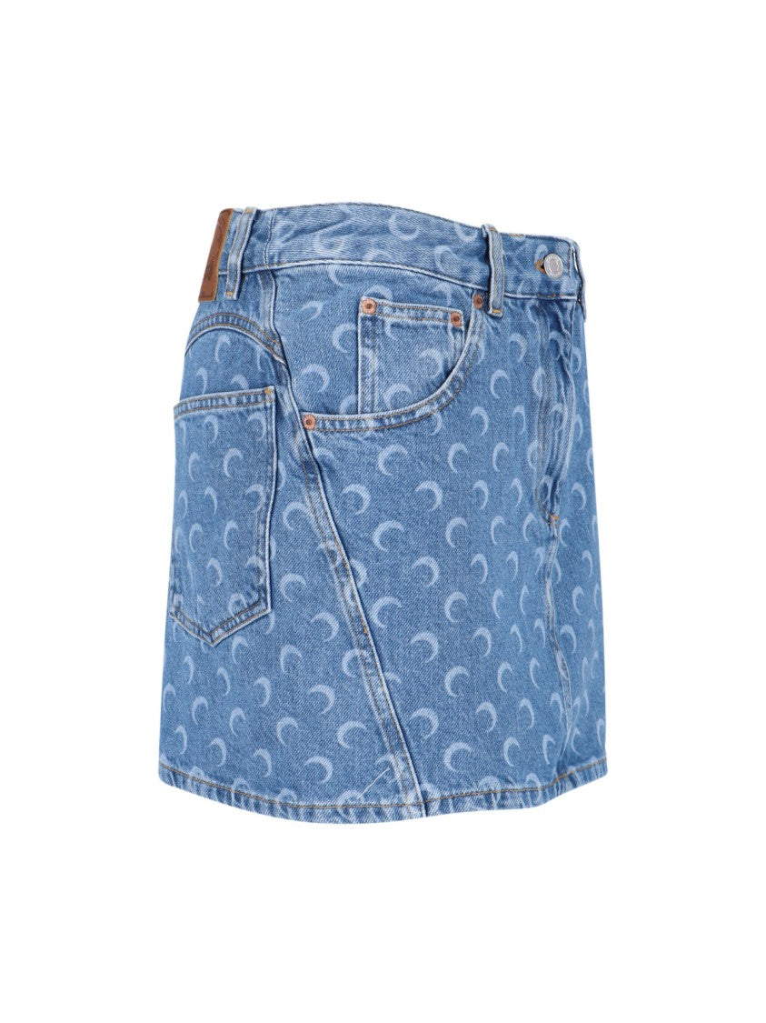 Marine Serre Mini Denim Skirt