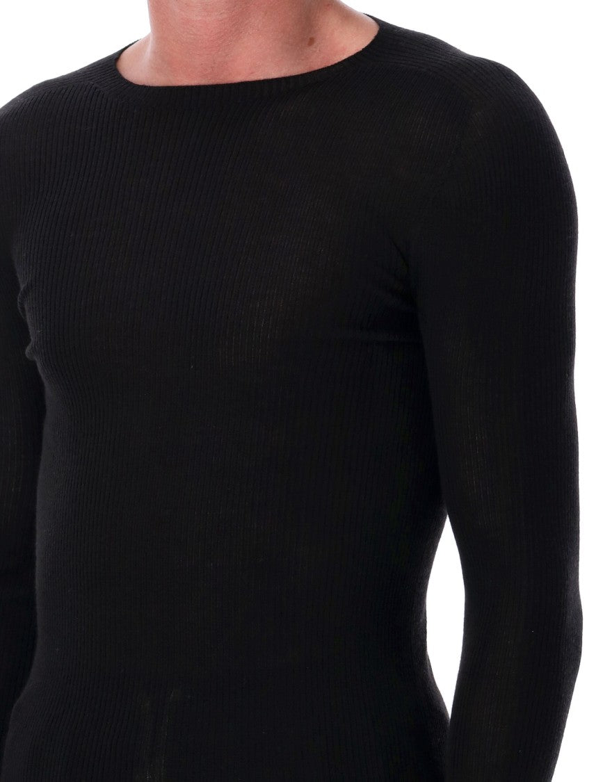Rick Owens Ribbed Knit Crewneck Sweater