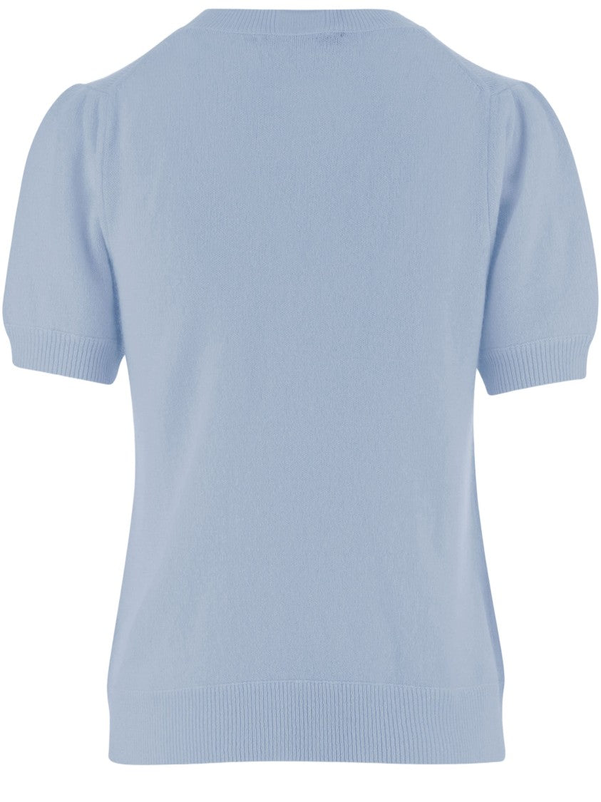Allude Short-Sleeved Cashmere Sweater With Round Neck