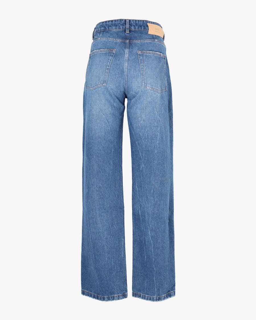 Ami Straight Fit Denim Jeans With Classic Waist