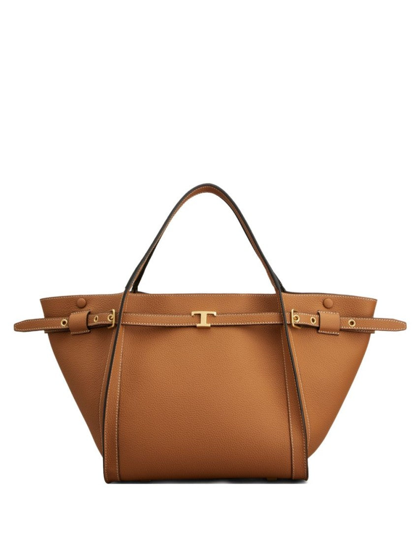 Tod's Brown Pebble Grain Buckle Strap Bag