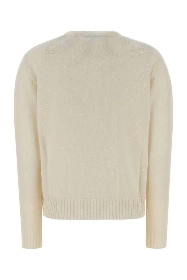 Max Mara Minimalist White Sweater With Classic Fit And Soft Texture