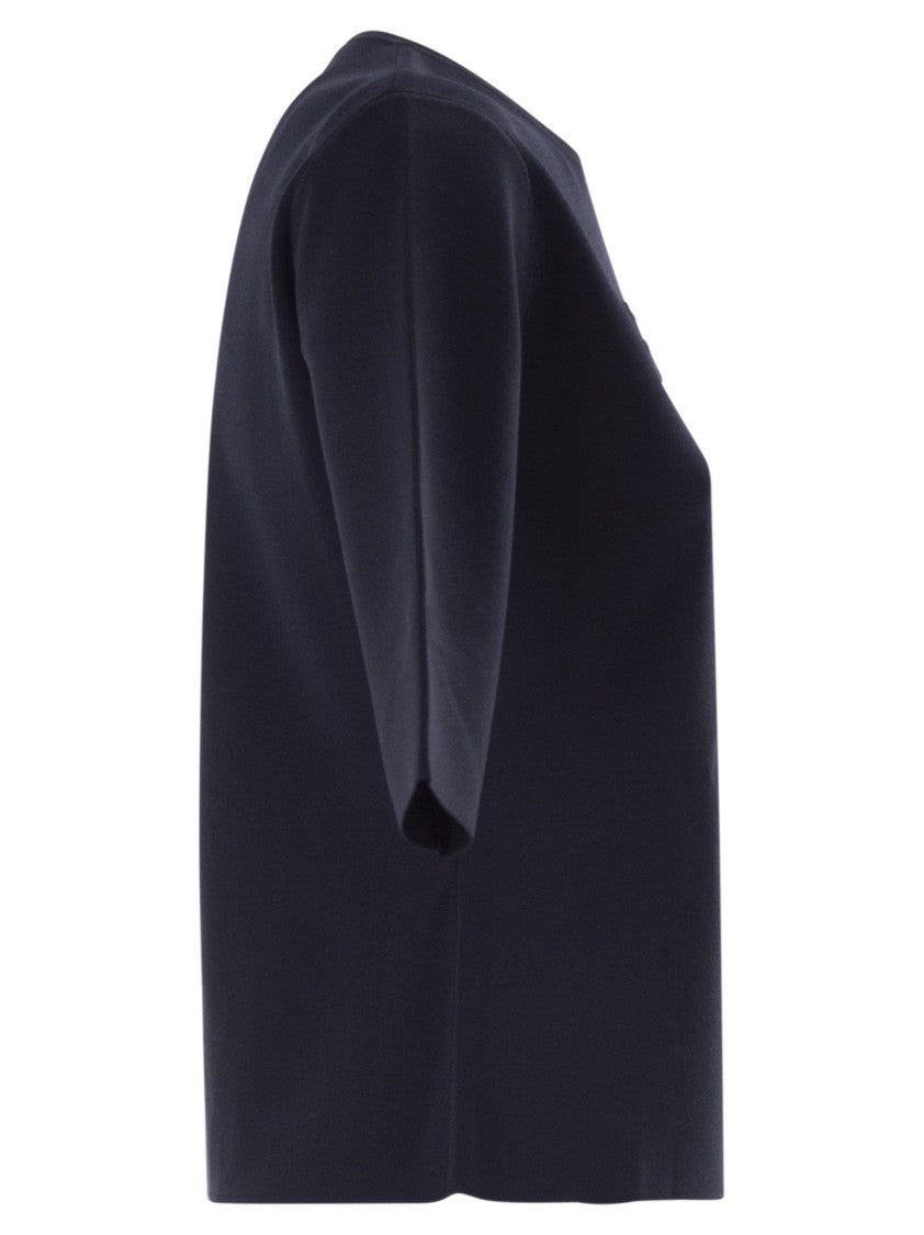 Max Mara Mxpaustero - Short-Sleeved Top With Embroidered Logo