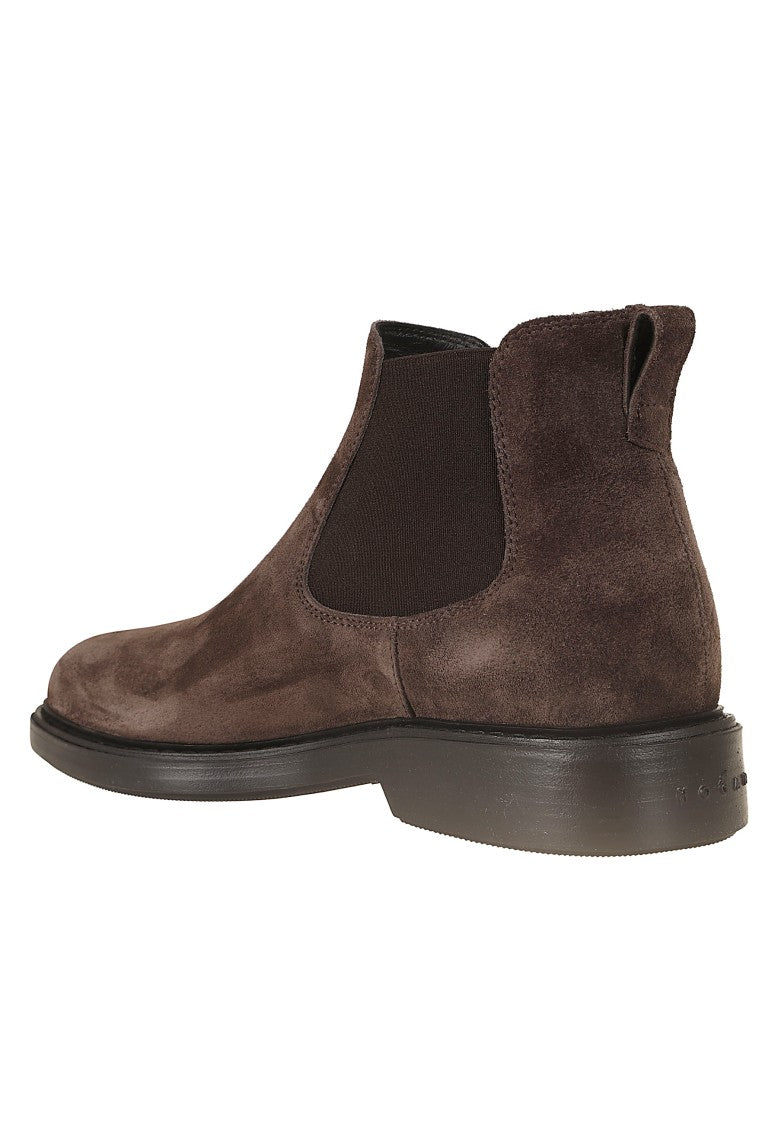 Hogan Dark Brown Suede H704 Memory Foam Chelsea Boots