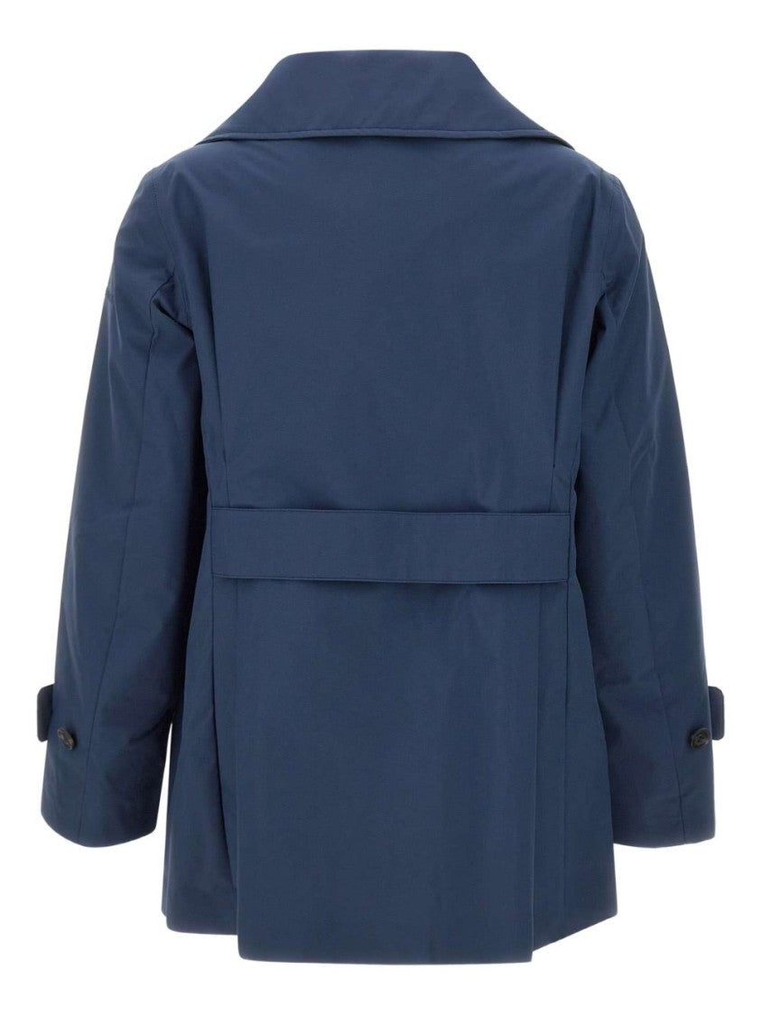 Save The Duck Double-Breasted Blue Coat With Tailored Silhouette