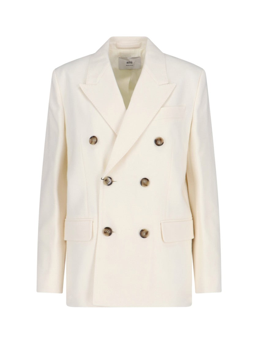 Ami Paris Double-Breasted Blazer – White