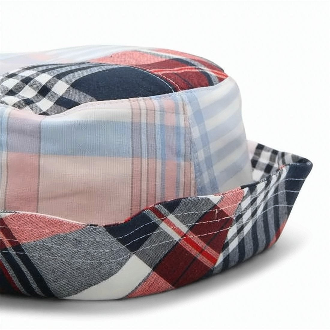 Thom Browne Patchwork Bucket Hat With Varied Plaid Patterns