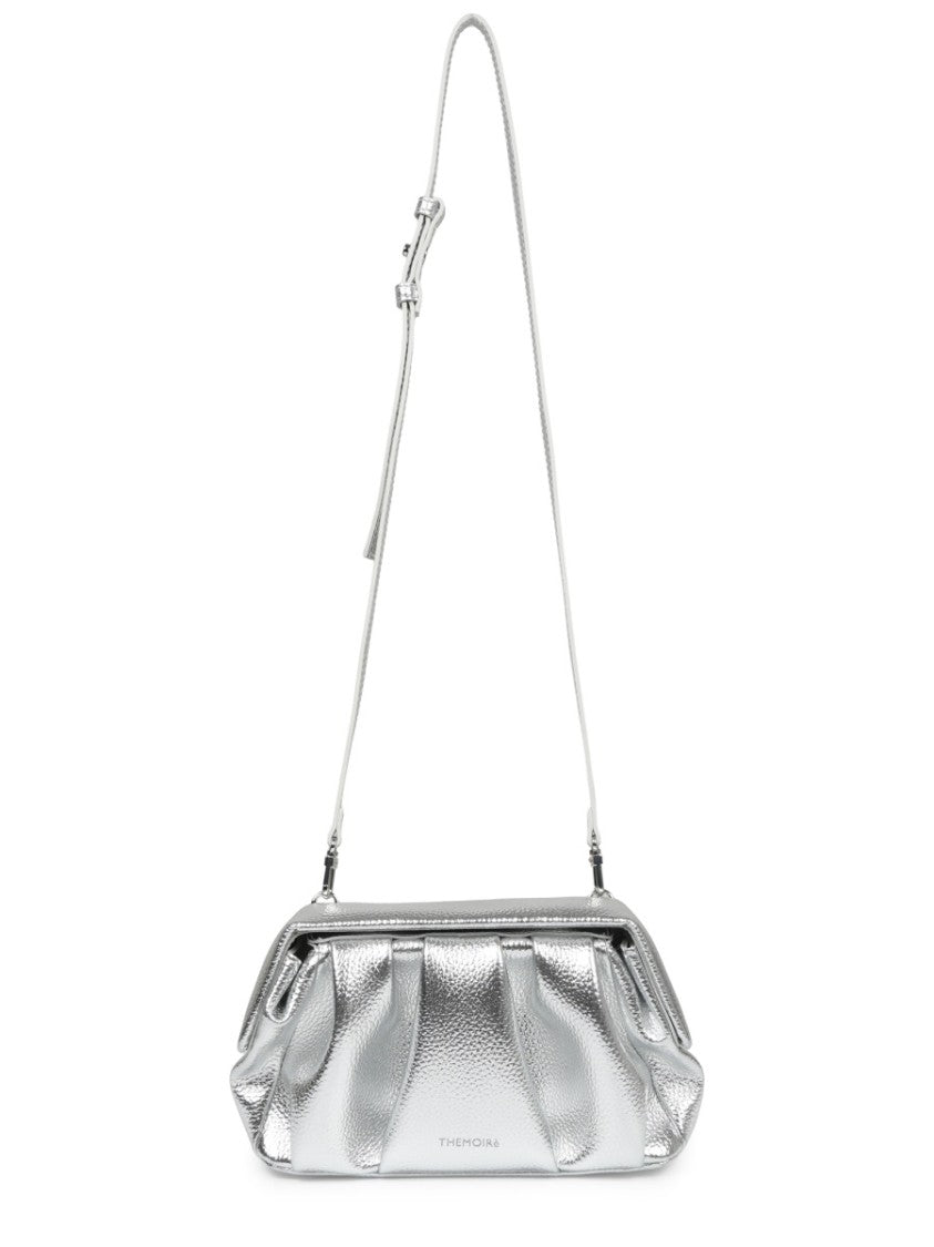 Themoirè Metallic Silver Shoulder Bag With Structured Design