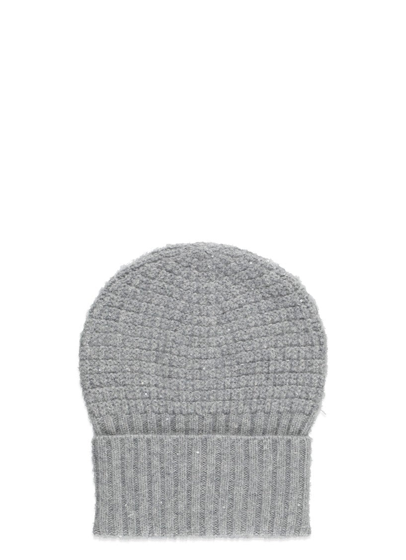 Fabiana Filippi Grey Wool-Blend Sequined Beanie
