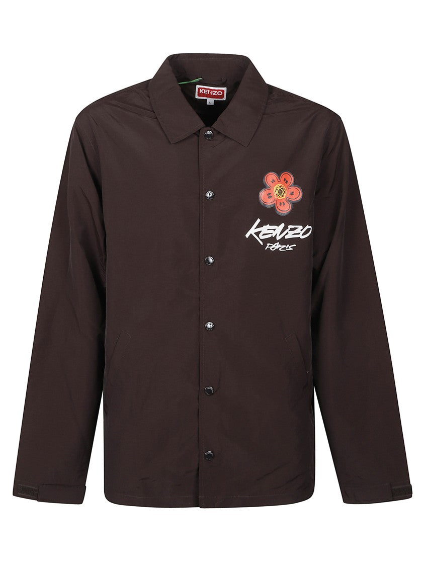 Kenzo Shirt Jacket With Floral Embroidery And Signature Detail
